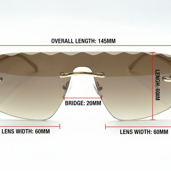 NEW Futuristic Frameless Oversized Trendy Designer Style Sunglasses - Silver - Picture 5 of 5